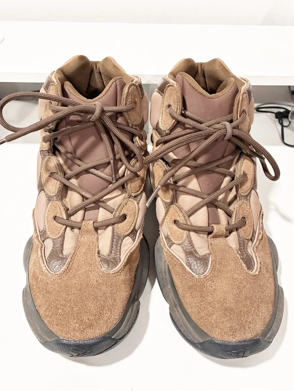 Yeezy 500 High Brown Suede Leather Mid Top Sneaker Boots Size 9.5